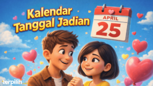 Ilustrasi pasangan dengan kalender tanggal jadian 25 April untuk menghitung anniversary pacaran